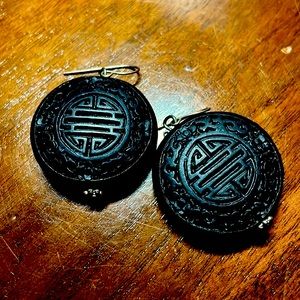 Chinese black bead earrings